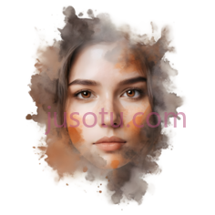 女性肖像,水彩画,棕色,灰色,黑色PNG