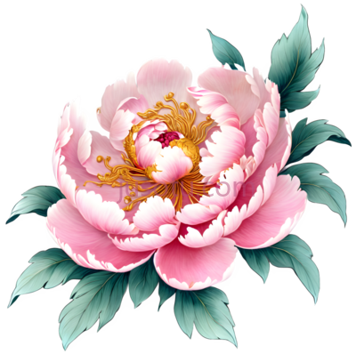 牡丹,插画,粉色, PNG