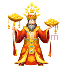 财神,龙,金色,宝冠,长袍PNG