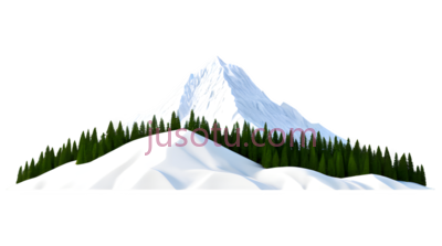 雪山,插画,白色, 绿色, PNG