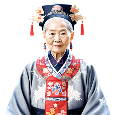 服饰,古代宫廷装束,灰色,红色,蓝色, PNG