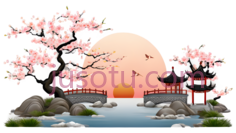 园林,樱花, PNG