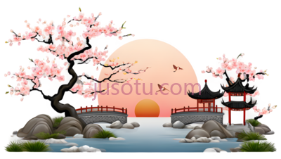 园林,樱花, PNG