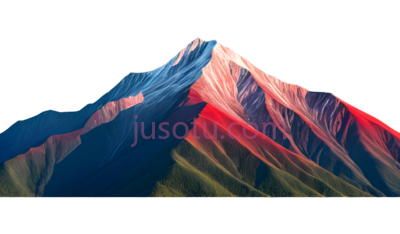 山,插画,蓝色, 红色, 绿色, PNG