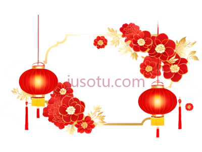 灯笼,花朵,中式,红色, PNG