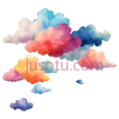 云,水彩画,蓝色,红色,黄色PNG