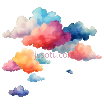 云,水彩画,蓝色,红色,黄色, PNG