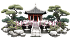亭子,中式建筑,红色,白色PNG