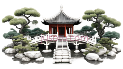 亭子,中式建筑,红色,白色, PNG