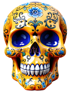 骷髅,墨西哥亡灵节,黄色PNG