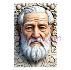老人雕像,雕刻,白色PNG