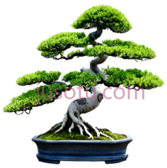 弯曲松树,盆景,,PNG