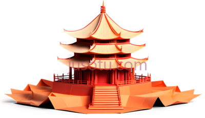 宝塔,中式建筑,金色, PNG