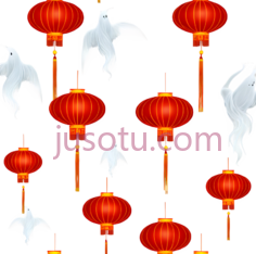 灯笼,仙鹤,卡通,红色PNG