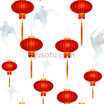 灯笼,仙鹤,卡通,红色, PNG