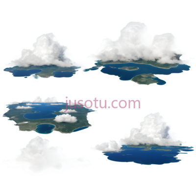 云,海洋,插画,白色,蓝色,绿色, PNG