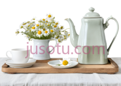 茶壶, 茶杯, 盘子,现代,白色PNG