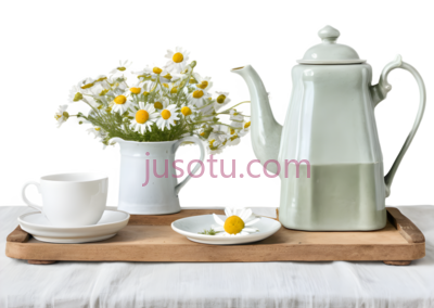 茶壶, 茶杯, 盘子,现代,白色, PNG