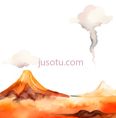 火山,金橙色,云层, PNG