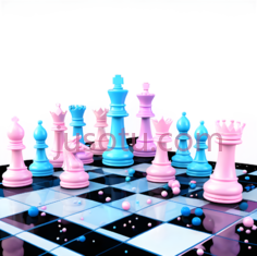 国际象棋,3D,粉色,蓝色PNG