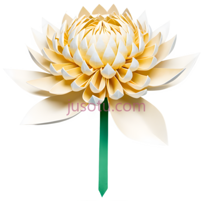 纸莲花,剪纸,黄色,白色, PNG