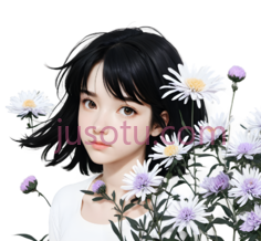女子,插画,白色, PNG
