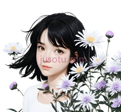 女子,插画,白色, PNG