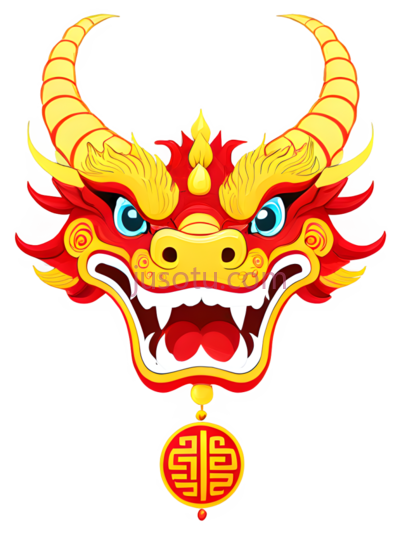 龙,卡通,红色,黄色, PNG