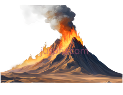 火山,插画,橙色, 红色, 白色, PNG