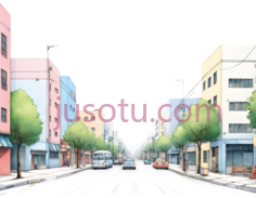 城市街道,卡通,多彩PNG