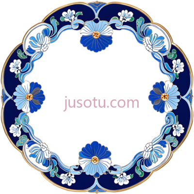 花环,图案,蓝色,白色,黄色, PNG