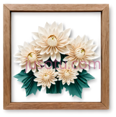 花,剪纸,白色,绿色PNG