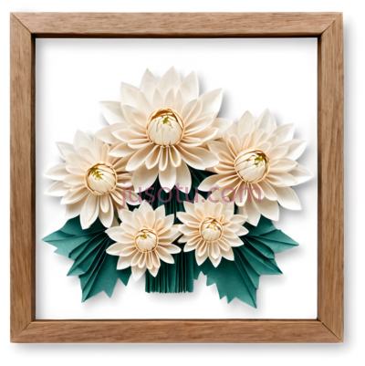 花,剪纸,白色,绿色, PNG