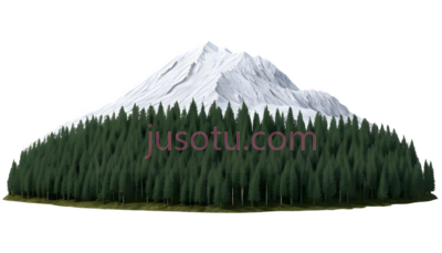 雪山,插画,白色,绿色, PNG