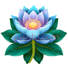 莲花,插画,蓝色,紫色,黄色,绿色PNG