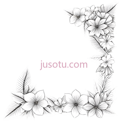 花朵,线条画,白色, PNG