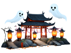 灯笼,古村落PNG