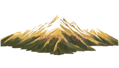 山峰,插画,金色, PNG