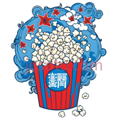 爆米花桶,卡通,蓝色,红色PNG