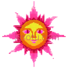 太阳,像素,黄色,粉色PNG