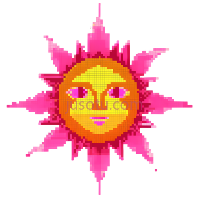 太阳,像素,黄色,粉色, PNG