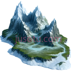 山峰,插画,绿色, 白色, 蓝色PNG