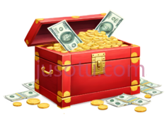 彩色宝箱,金币,金子,红色PNG