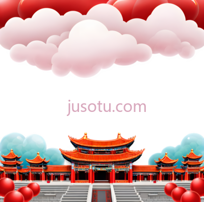 宫殿,中式建筑,红色,金色, PNG