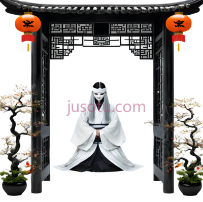 狐狸,日式鬼怪,白色, PNG