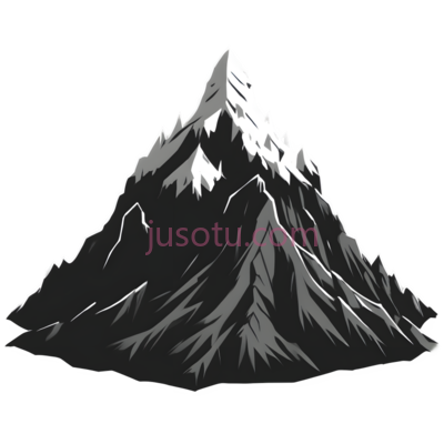 山峰,插画,黑白, PNG