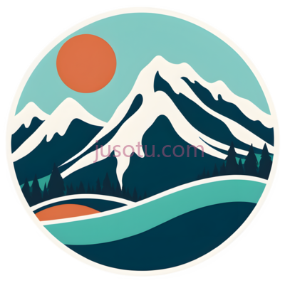 雪山,插画,蓝色,白色,橙色, PNG