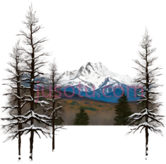 雪景,插画,白色,棕色,黑色PNG