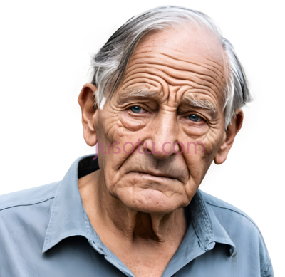老人,休闲,蓝色衬衫, PNG