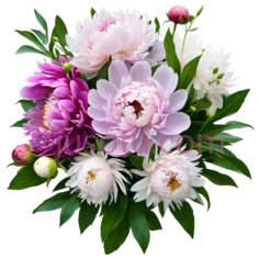 母亲节花束,花园,牡丹,大丽花,菊PNG